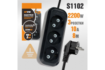 Сетевой удлинитель LP SF518 3 розетки, 10А, 2200Вт, 8м, черный