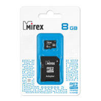 Карта памяти micro SD 8Gb Mirex с адаптером Карта памяти micro SD 8Gb Mirex с адаптером