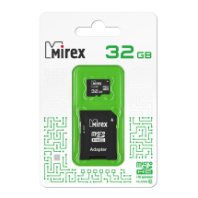 Карта памяти micro SD 32Gb Mirex class 10 с адаптером Карта памяти micro SD 32Gb Mirex class 10 с адаптером