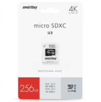 Карта памяти micro SD 256Gb SmartBuy PRO class 10 с адаптером UHS-I U3