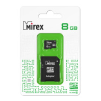 Карта памяти micro SD 8Gb Mirex class 10 с адаптером Карта памяти micro SD 8Gb Mirex class 10 с адаптером