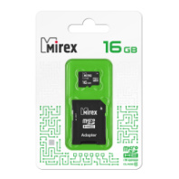 Карта памяти micro SD 16Gb Mirex class 10 с адаптером Карта памяти micro SD 16Gb Mirex class 10 с адаптером