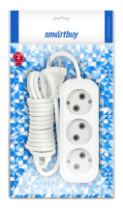 Сетевой удлинитель SmartBuy 3 розетки, 10А, 2200Вт, 1.5м, 2х1.0, белый Сетевой удлинитель SmartBuy 3 розетки, 10А, 2200Вт, 1.5м, 2х1.0, белый