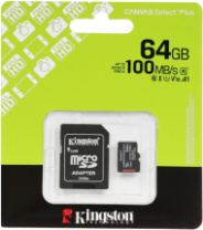 Карта памяти micro SD 64Gb Kingston class 10 Canvas Gen3 V10 с адаптером Карта памяти micro SD 64Gb Kingston class 10 Canvas Gen3 V10 с адаптером