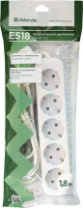 Сетевой удлинитель DEFENDER E518 5 розеток, 10А, 2200Вт, 1.8м, заземление, белый Сетевой удлинитель DEFENDER E518 5 розеток, 10А, 2200Вт, 1.8м, заземление, белый