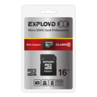 Карта памяти micro SD 16Gb Exployd class 10 с адаптером