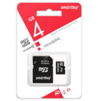 Карта памяти micro SD 4Gb SmartBuy class 4 с адаптером