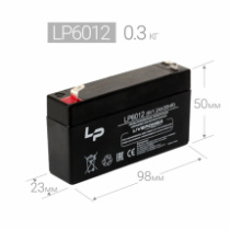 Аккумулятор 6V 1,2Ah Live-Power LP6012 (размер: 97х24х58мм)