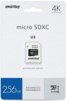 Карта памяти micro SD 256Gb SmartBuy Advanced class 10 с адаптером UHS-I U3 V30
